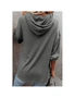 Azura Exchange Gray Buttoned High and Low Hem Hoodie, hi-res