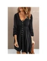 Azura Exchange Black Button Up High Waist Long Sleeve Dress, hi-res