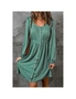 Azura Exchange Green Button Up High Waist Long Sleeve Dress, hi-res