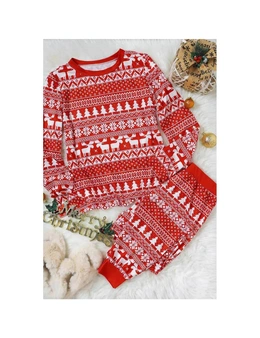 Azura Exchange Red Christmas Tree Reindeer Pullover and Pants Lounge Set
