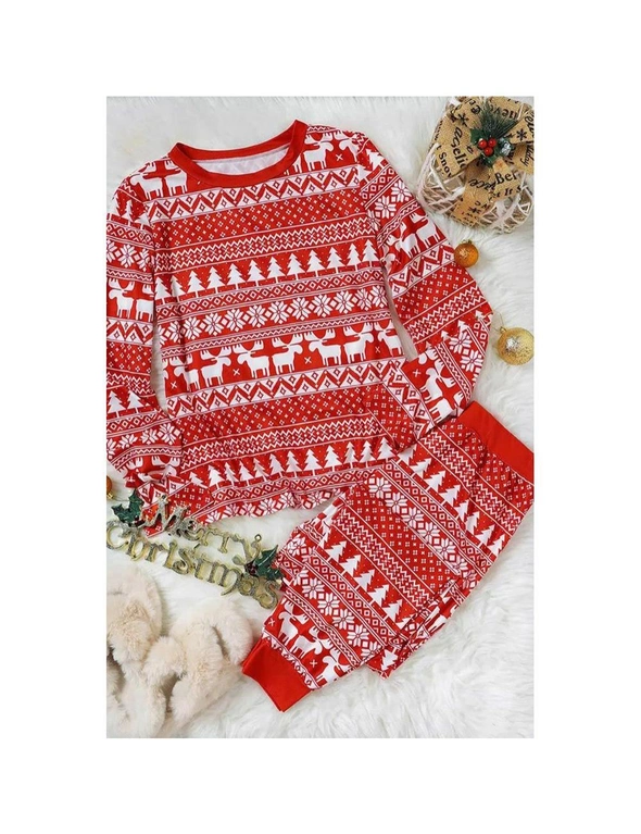 Azura Exchange Red Christmas Tree Reindeer Pullover and Pants Lounge Set, hi-res image number null