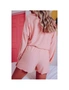 Azura Exchange Pink Swiss Dot Split Neck Long Sleeve Top and Shorts Lounge Set, hi-res