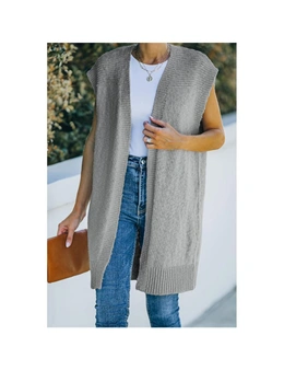 Azura Exchange Gray Basic Vest Cardigan Sweater