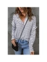 Azura Exchange White Striped Print Ruffled Buttoned Long Sleeve Top, hi-res