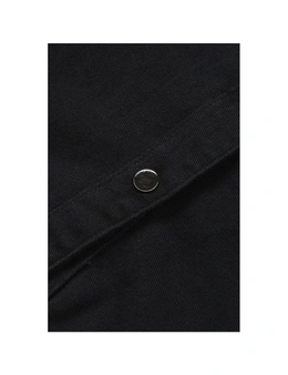 Azura Exchange Black Distressed Flap Pockets Frayed Hemline Denim Jacket