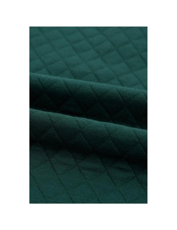 Azura Exchange Green Geometric Texture Plaid Trim Sweatshirt, hi-res image number null