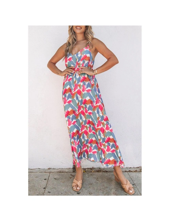 Azura Exchange Multicolor Abstract Print Spaghetti Straps Maxi Dress, hi-res image number null