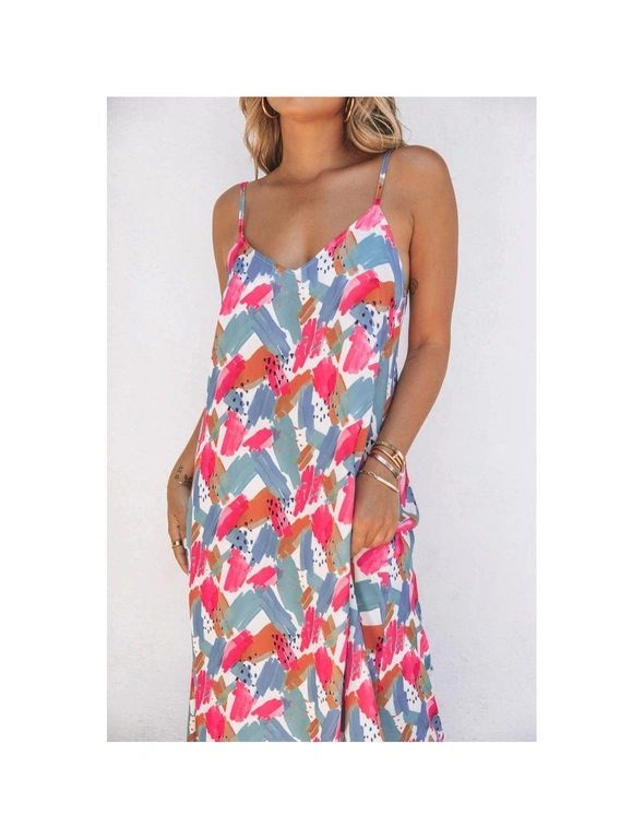 Azura Exchange Multicolor Abstract Print Spaghetti Straps Maxi Dress, hi-res image number null