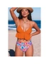 Azura Exchange Orange Floral Frill Bikini Set, hi-res