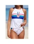 Azura Exchange White American Flag Gesture Color Block Tankini Swimwear, hi-res