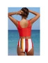Azura Exchange Letter Rainbow Stripe Print Buttoned High Waist Tankini Swimsuit, hi-res