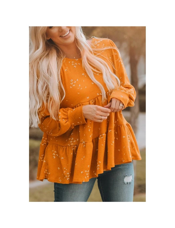 Azura Exchange Floral Print Ruffle Long Sleeve Tunic Top, hi-res image number null