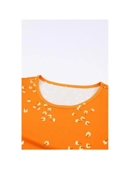 Azura Exchange Floral Print Ruffle Long Sleeve Tunic Top