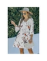 Azura Exchange White V Neck 3/4 Sleeve Floral Dress, hi-res
