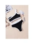 Azura Exchange Black One Shoulder Patchwork High-waisted Bikini Set, hi-res