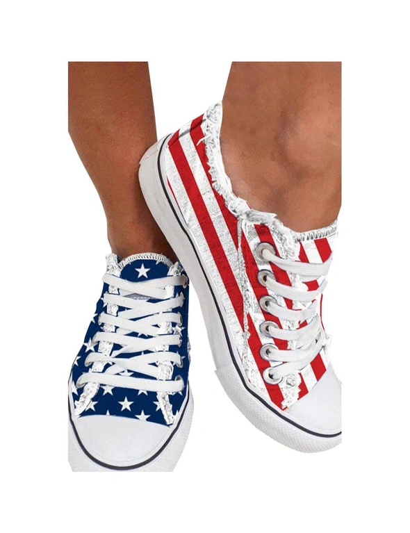Azura Exchange American Flag Lace-up Canvas Sneakers, hi-res image number null