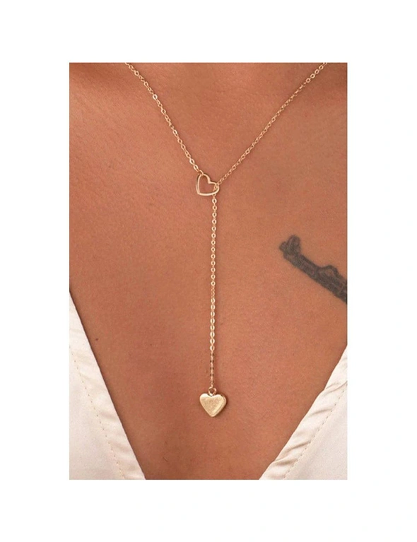 Azura Exchange Gold Heart Shape Hollow Lariat Necklace, hi-res image number null