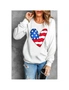 Azura Exchange White US Flag Heart Print Long Sleeve Pullover Sweatshirt, hi-res
