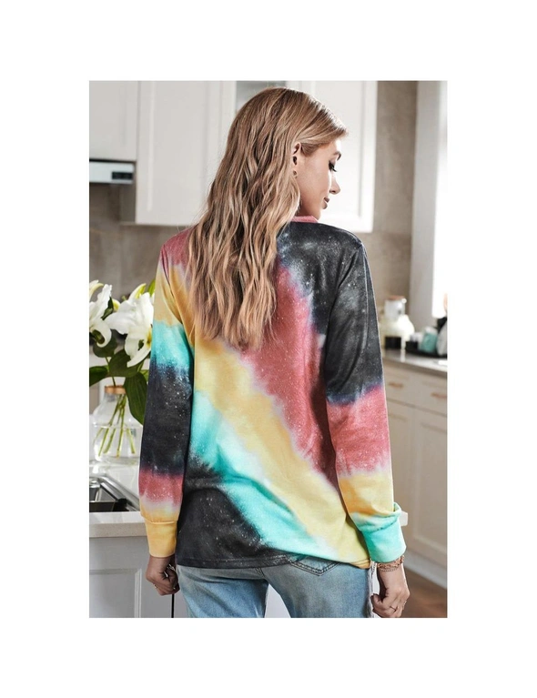 Azura Exchange Tie Dyed Letter Print Long Sleeve Pullover Sweatshirt, hi-res image number null