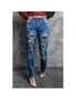 Azura Exchange Distressed Leopard Patchwork Straight Leg Jeans, hi-res
