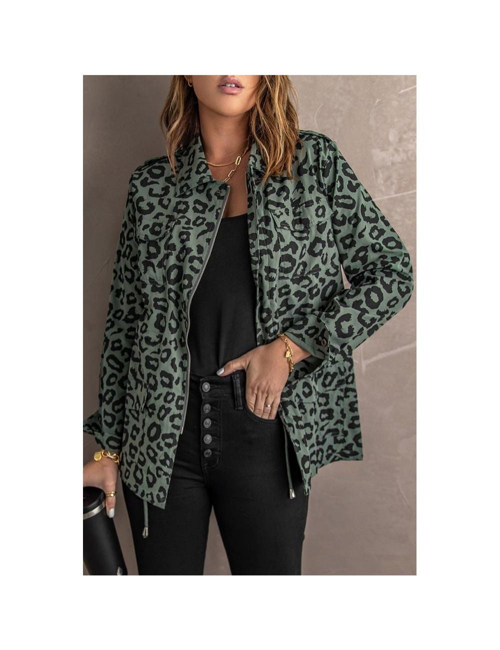 Green animal clearance print jacket