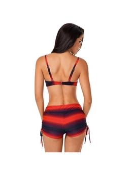 Azura Exchange Red Black Ombre Shading Push Up Bikini and Boardshort
