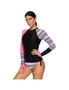 Azura Exchange Contrast Rosy Detail Long Sleeve Tankini Swimsuit, hi-res