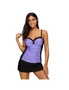 Azura Exchange Purple Black Ruched Tankini and Skirted Swimsuit, hi-res