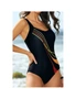 Azura Exchange Black Striped Pattern Print Sleeveless One-piece Swimsuit, hi-res