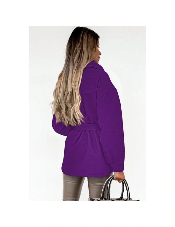 Azura Exchange Purple Lapel Button-Down Coat with Chest Pockets, hi-res image number null