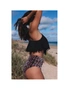 Azura Exchange Black Pom Pom Trim Leopard High Waist Bikini Swimsuit, hi-res