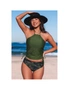 Azura Exchange Green Camouflage Print Halter Neck Backless Two-piece Swimsuit, hi-res