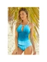 Azura Exchange Sky Blue Oceanic Gradient Color Peekaboo Halter Tankini Swimsuit, hi-res