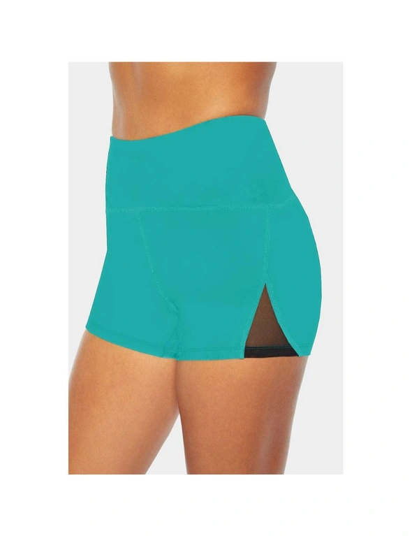 Azura Exchange Green Mesh Cutout Patchwork Swim Shorts, hi-res image number null