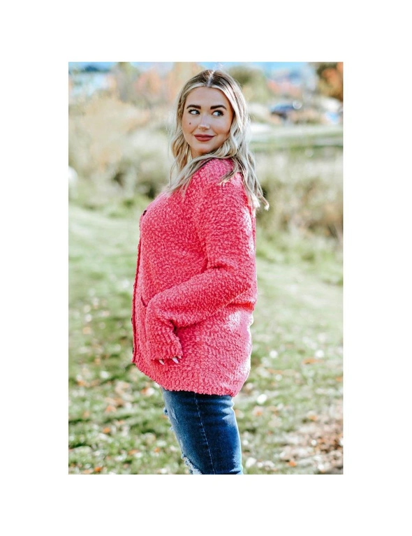 Azura Exchange Red Plus Size Popcorn Buttons Cardigan, hi-res image number null