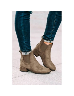 Azura Exchange Khaki Faux Suede Ankle Height Boots