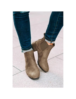 Azura Exchange Khaki Faux Suede Ankle Height Boots