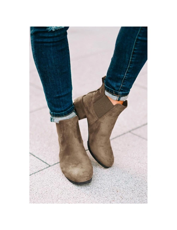 Azura Exchange Khaki Faux Suede Ankle Height Boots, hi-res image number null