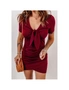 Azura Exchange Red Ruched Front Knot Bodycon Mini Dress, hi-res