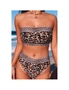Azura Exchange Leopard Leopard Print Bandeau Webbing High Waist Sexy Bikini Swimsuit, hi-res