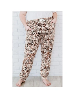 Azura Exchange Leopard Leopard Leopard Print Ripped Drawstring Mid Waist Plus Size Pants