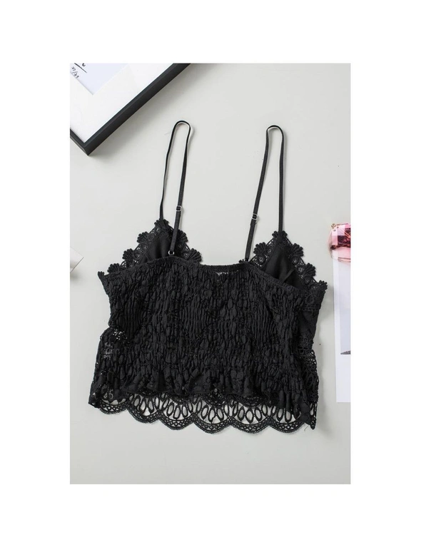 Black Cropped Lace Zara Bralette Top with Clasp in - Depop
