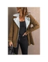 Azura Exchange Khaki Lapel Collar Button Fleece Jacket, hi-res