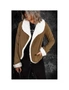 Azura Exchange Brown Lapel Collar Fleece Open Front Coat, hi-res