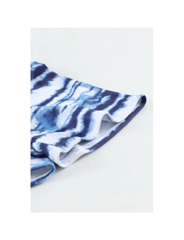 Azura Exchange Blue Drawstring Tie-dye Swim Shorts
