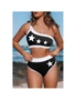 Azura Exchange Black Star Print Color Block One Shoulder High Waist Bikini Swimwear, hi-res