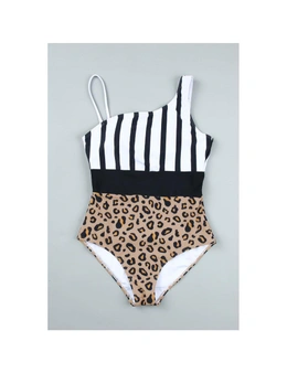 Azura Exchange Leopard & Stripes One-Piece Swimwear