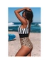 Azura Exchange Leopard & Stripes One-Piece Swimwear, hi-res
