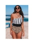 Azura Exchange Leopard & Stripes One-Piece Swimwear, hi-res