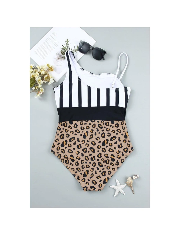 Azura Exchange Leopard & Stripes One-Piece Swimwear, hi-res image number null